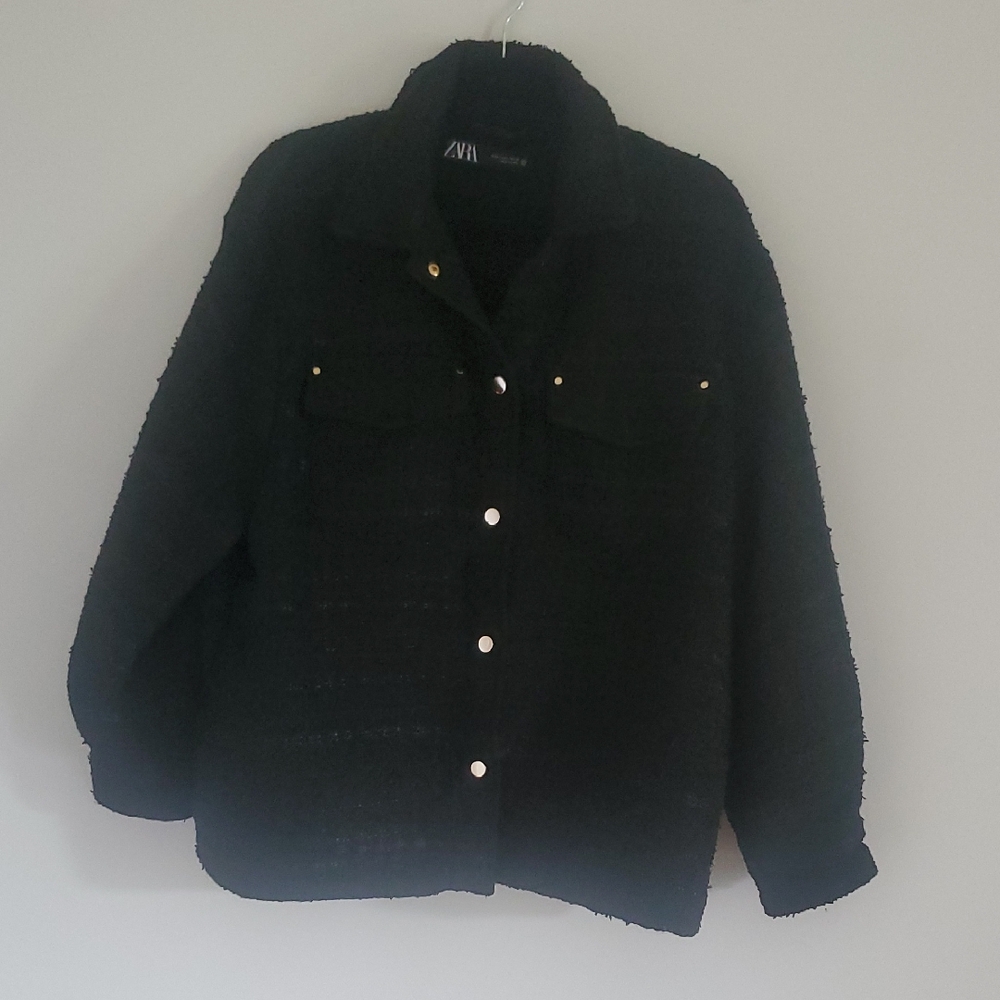 Zara Women's Black Utility Tweed Jacket